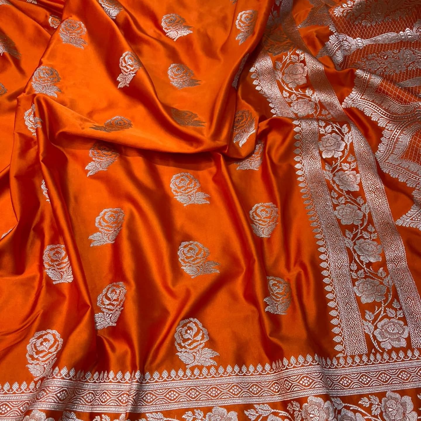 Banarasi Mashru Silk Saree in Vibrant Lime Green
