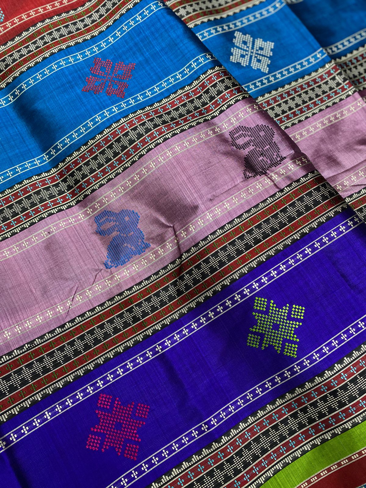 Berhampuri Silk Saree – Double Aanchal Elegance in Mustard & Black