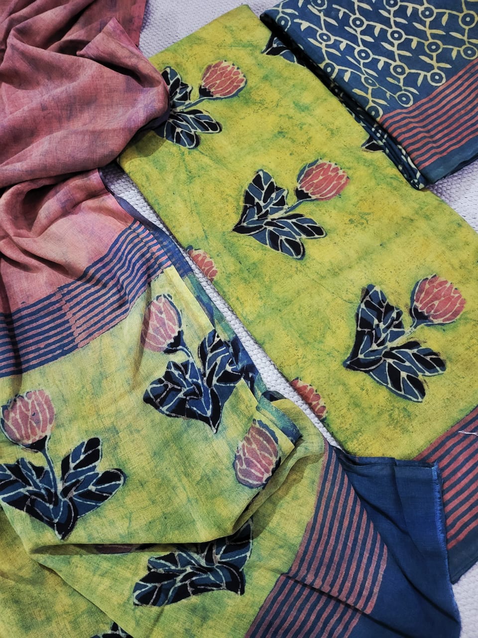 Naturally Dyed Pure Cotton Ajrakh Suit Set