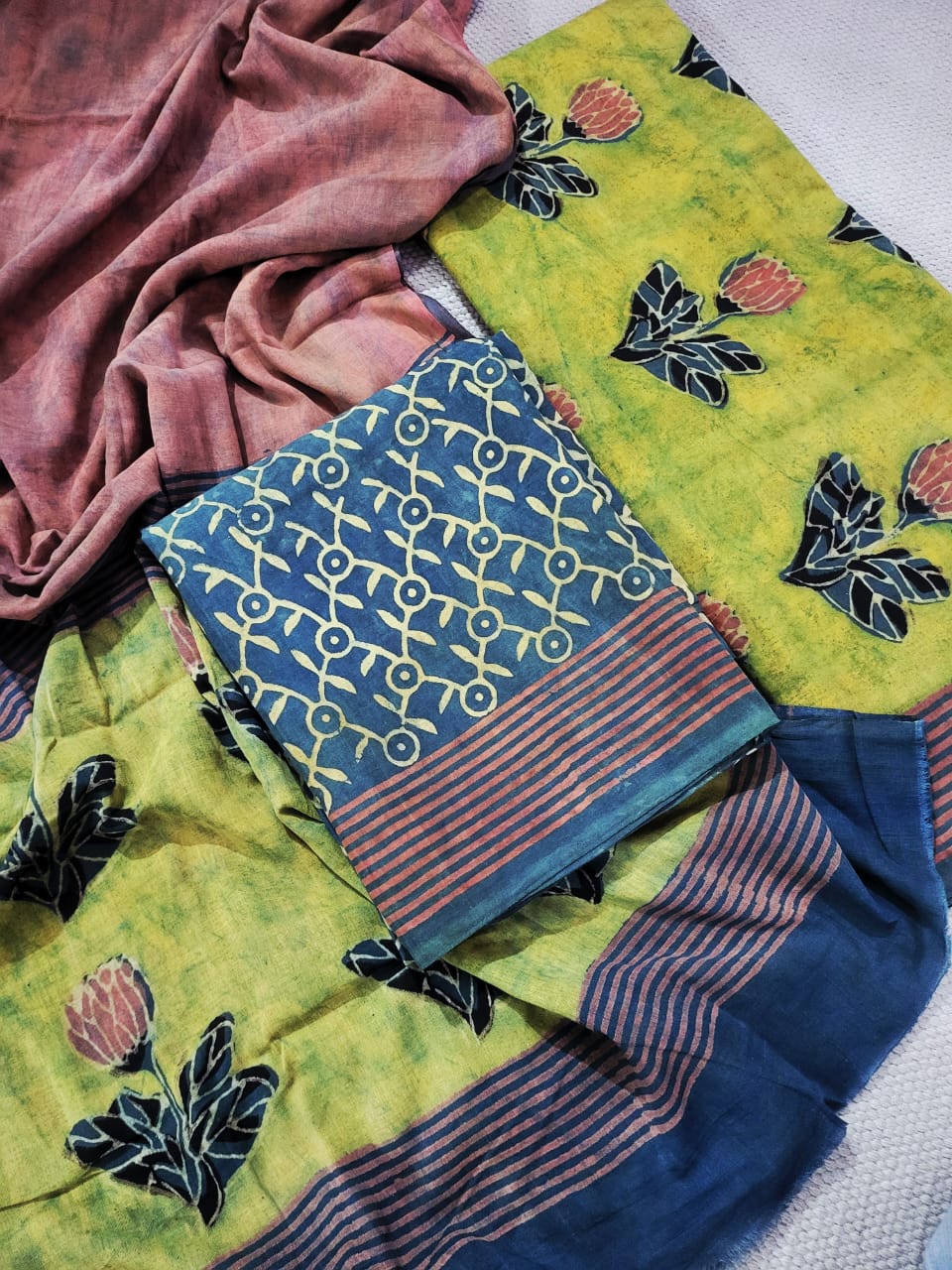 Naturally Dyed Pure Cotton Ajrakh Suit Set