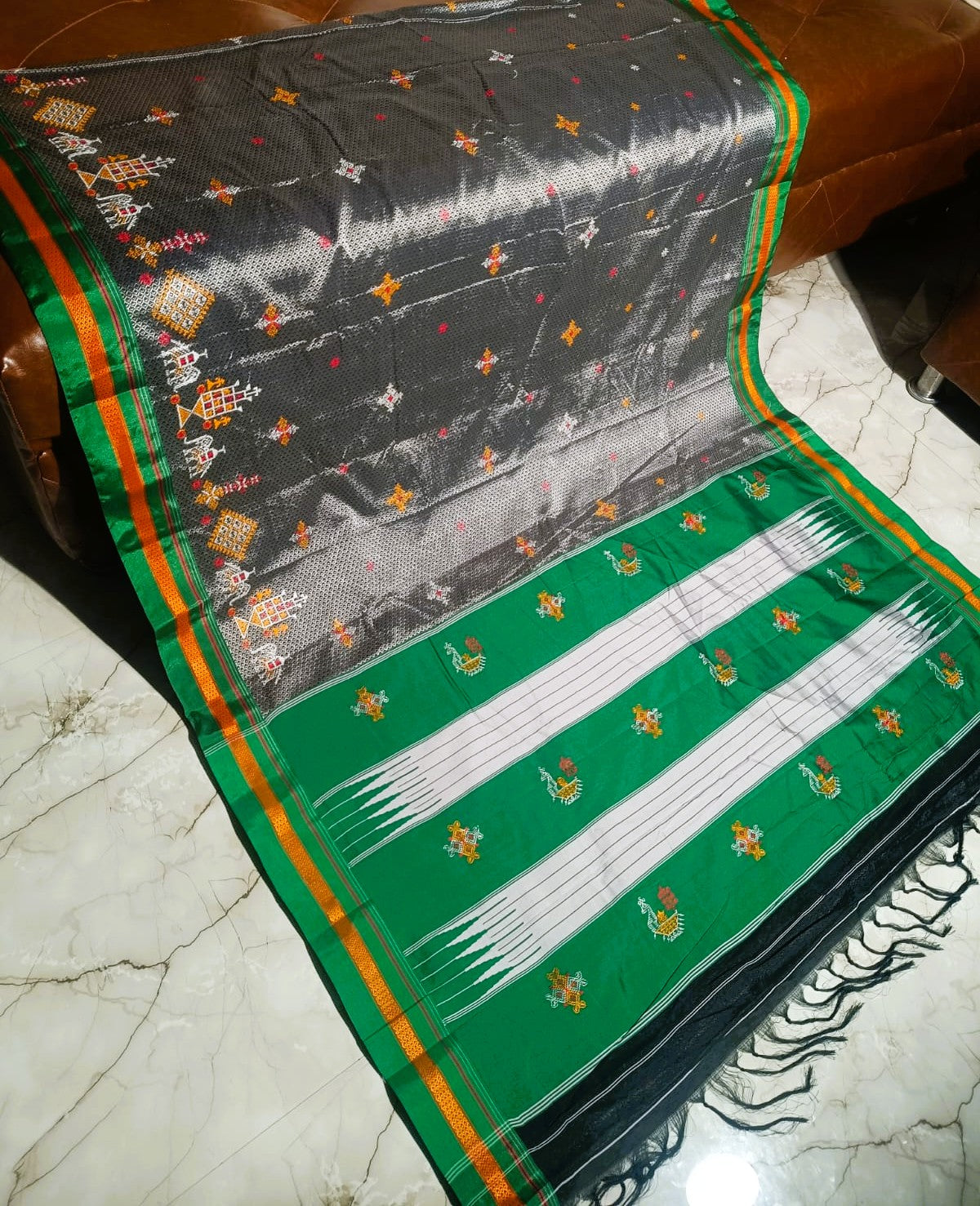 Resham Khun Saree with Kasuti Embroidery