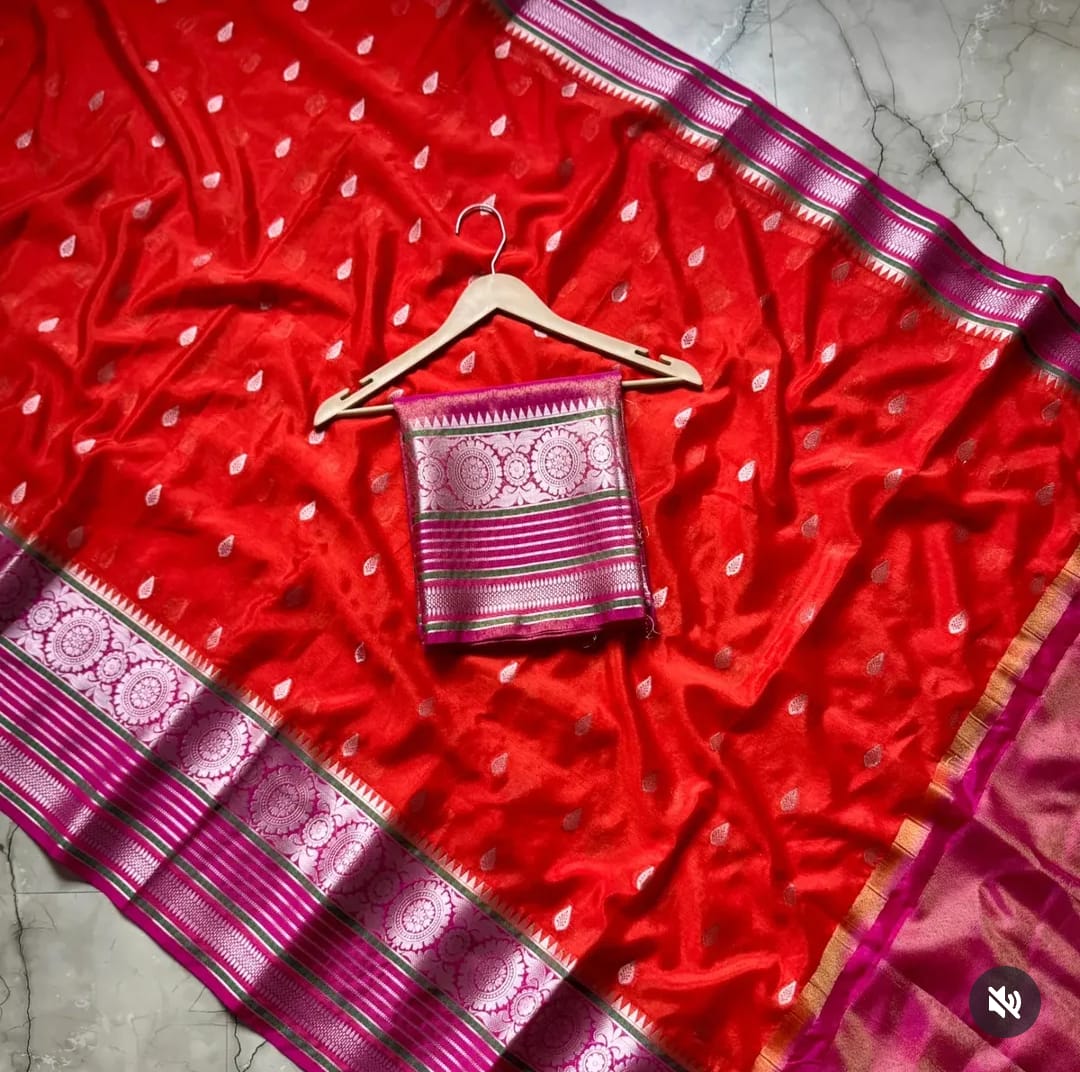 Banarasi Warm Silk Saree with Contrast Blouse Piece