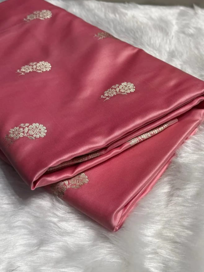 Banarasi Mashru Silk Saree with Golden Zari & Jacquard Pallu