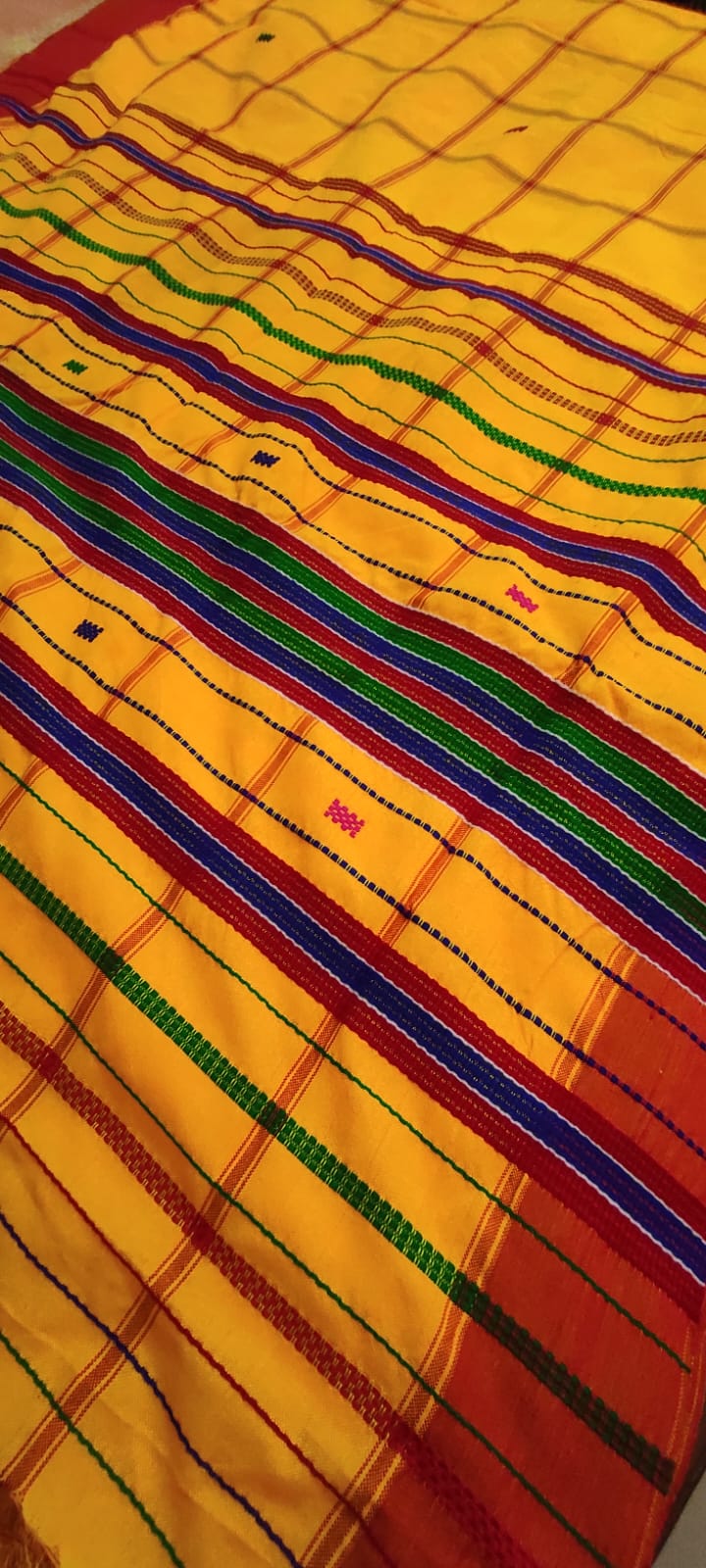 Yellow Color Tribal Handloom Santhali Sico Saree