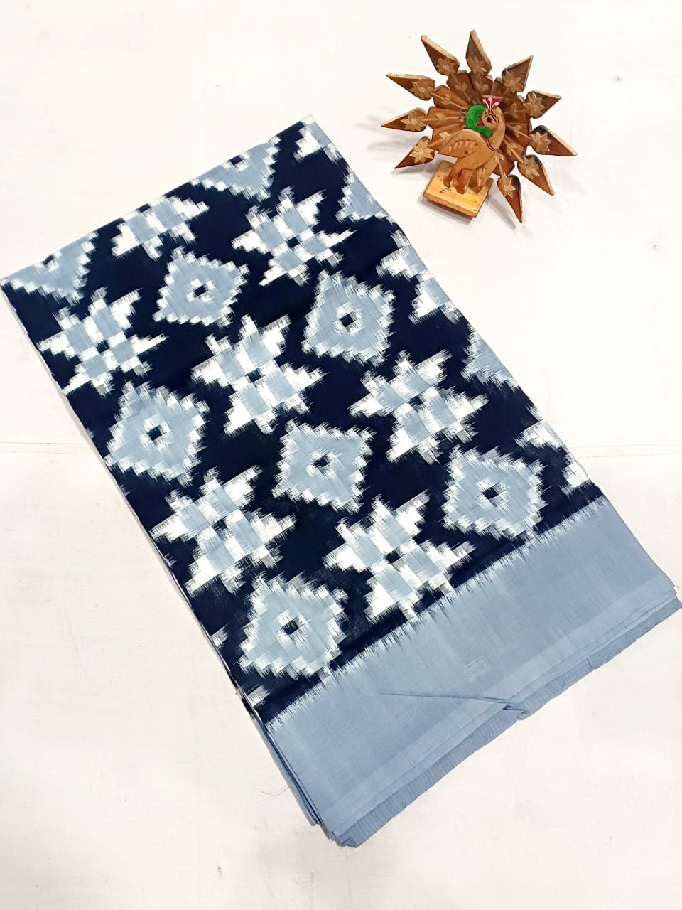 Authentic Telia Rumal Handloom Cotton Saree - Traditional Ikat Weave from Puttapaka