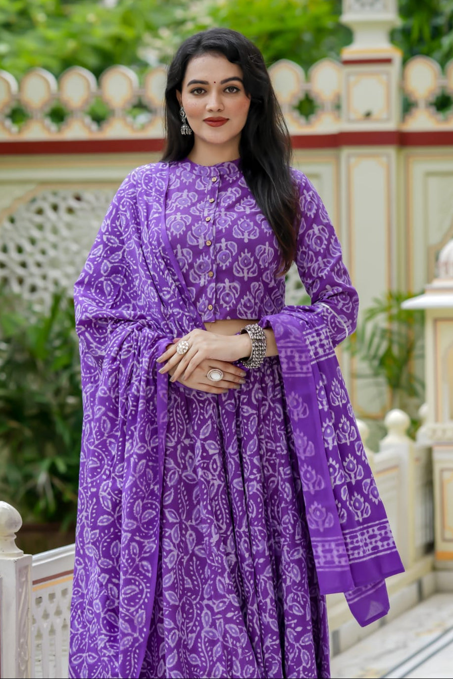 Hand Block Printed Lehenga Choli with Dupatta – Navratri Collection