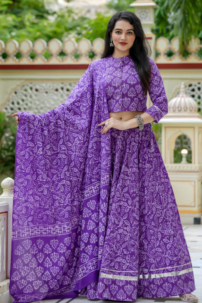 Hand Block Printed Lehenga Choli with Dupatta – Navratri Collection