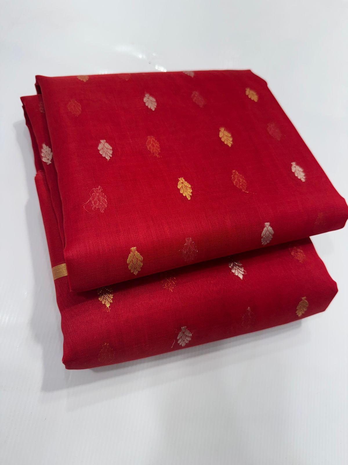 Radiant Red Katan Silk Resham Border Saree
