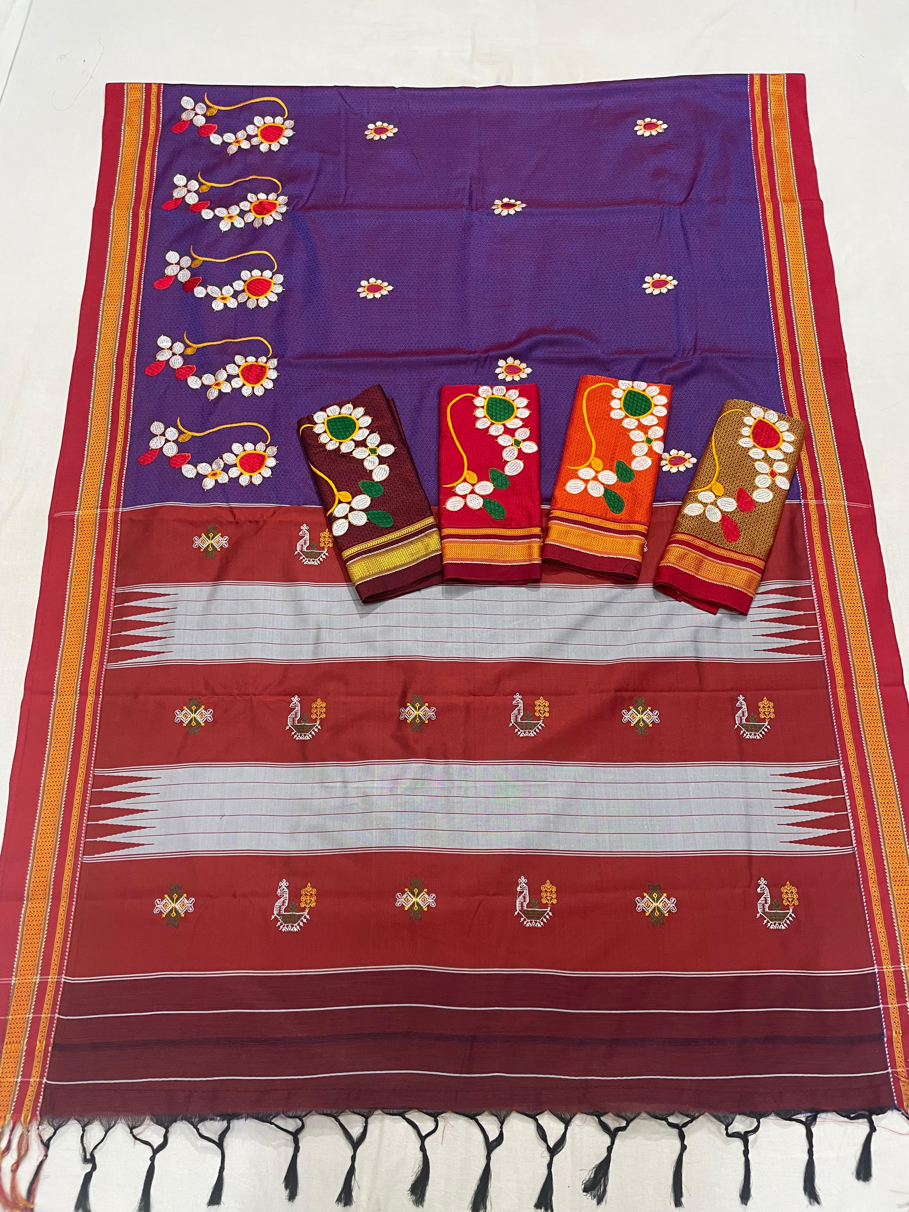 Nath Work Resham Khan maharashtrian Saree