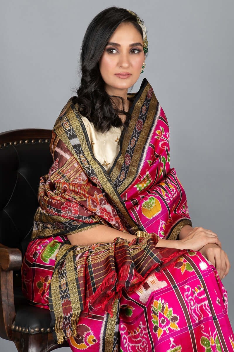 Exclusive Authentic Odisha Handloom Khandua Mulberry Silk Nabakothi Saree