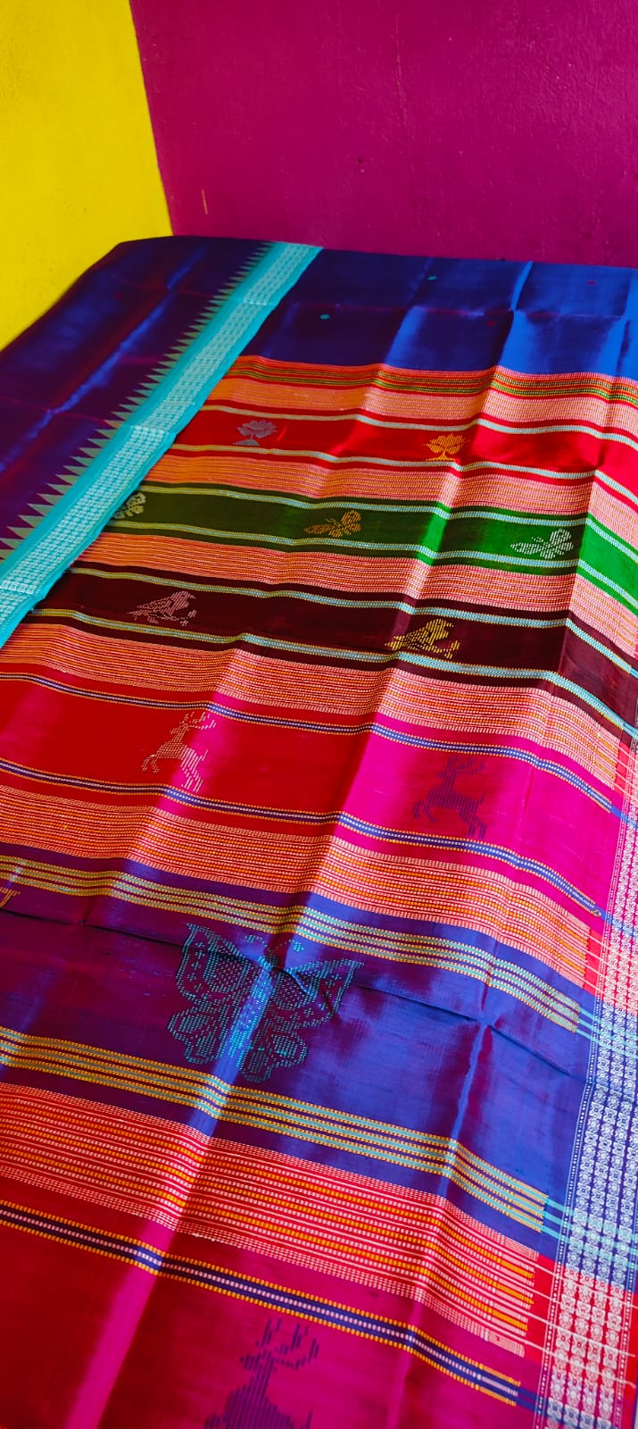 Luxury Purple Color Dual Tone Berhampuri Double Pallu Silk Saree