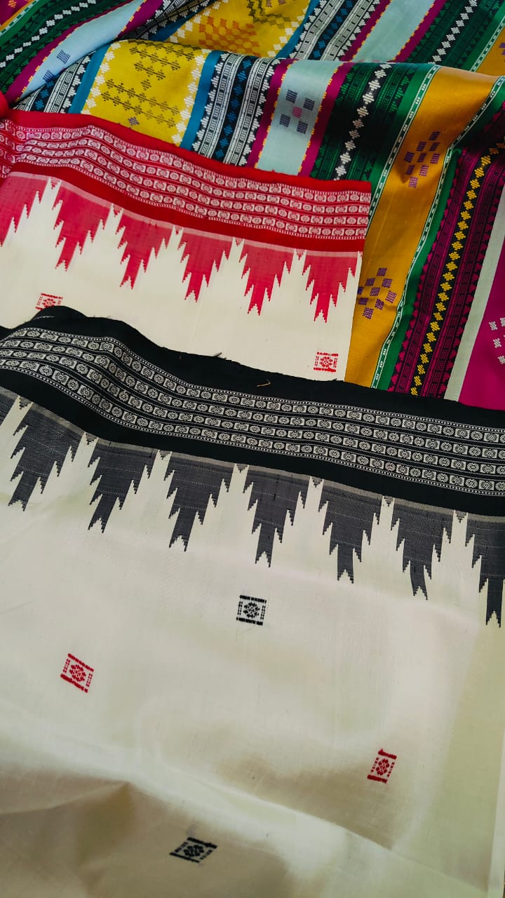 Beautiful White Color Berhampuri Silk Saree