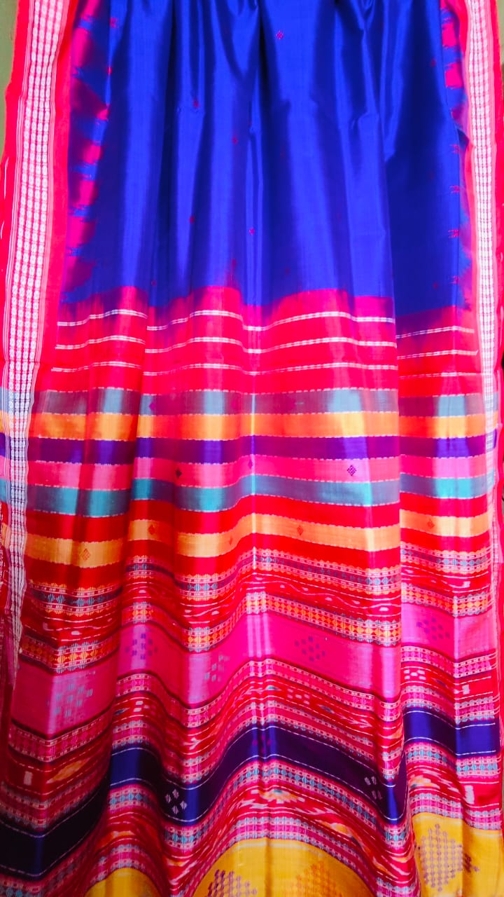 Exclusive Blue Color Berhampuri Double Pallu Silk Saree