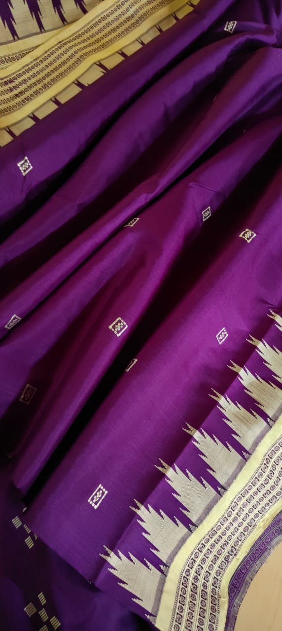 Royal Purple Berhampuri Double Pallu Silk Saree