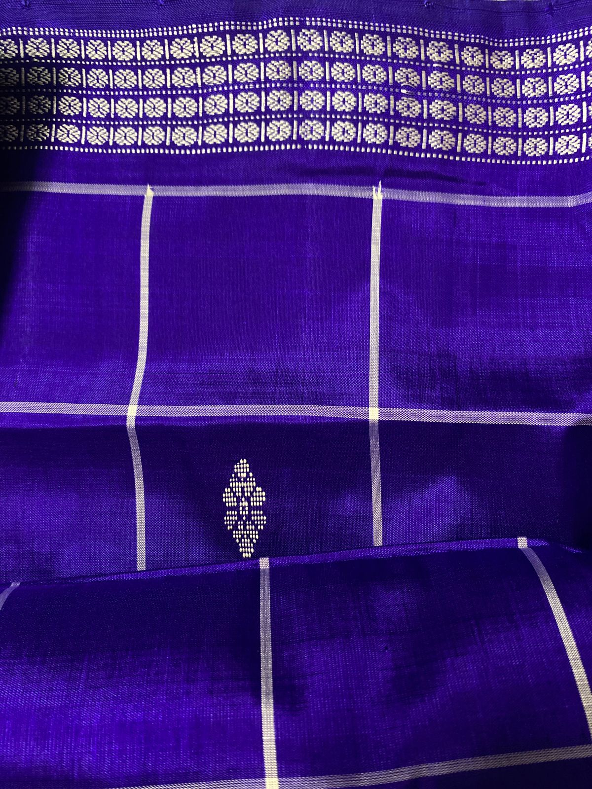 Royal Blue Authentic Berhampuri Silk Double Aanchal Saree
