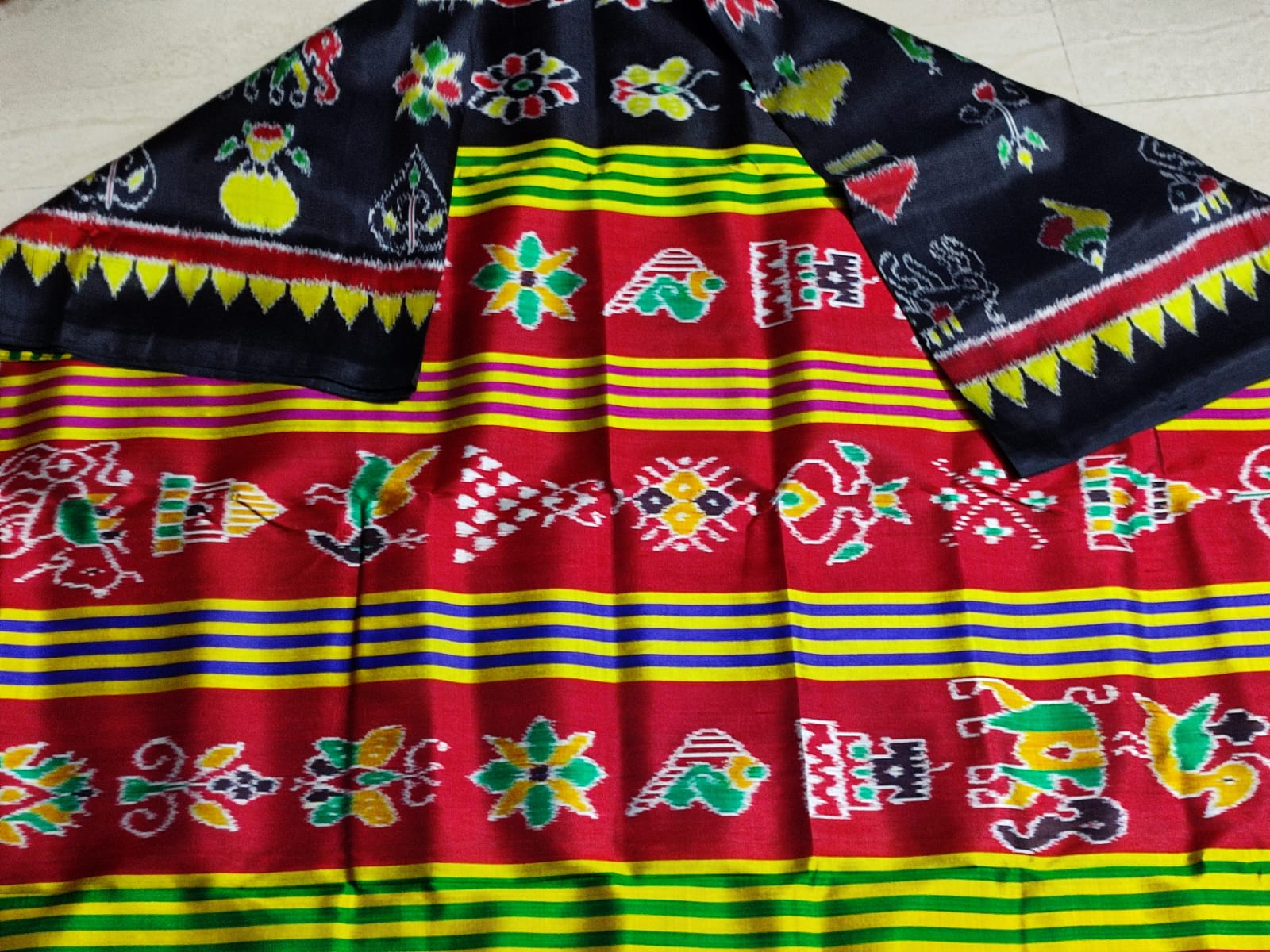 Navakothi Mulberry Silk Multicolor Pallu Saree