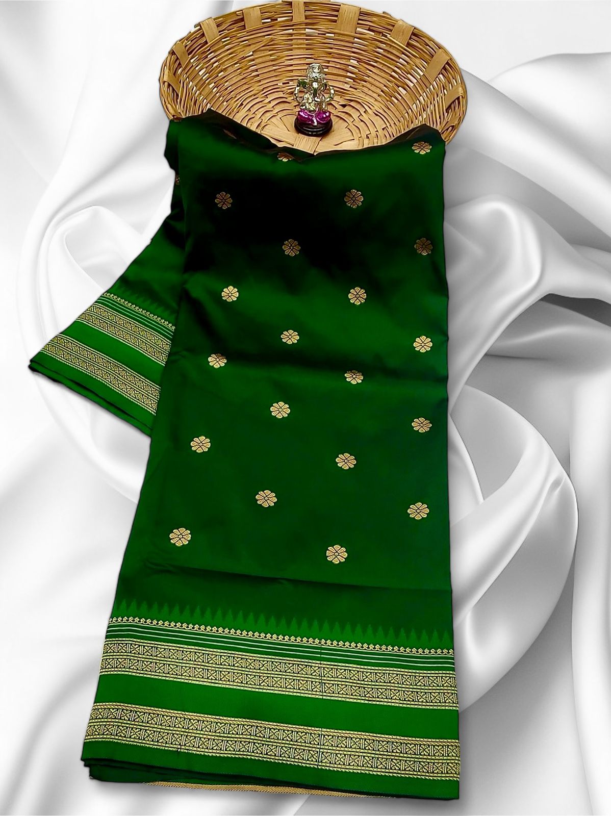 Premium Soft Silk Narayanpeth Saree | All-Over Butta | Traditional Pallu | Contrast Blouse