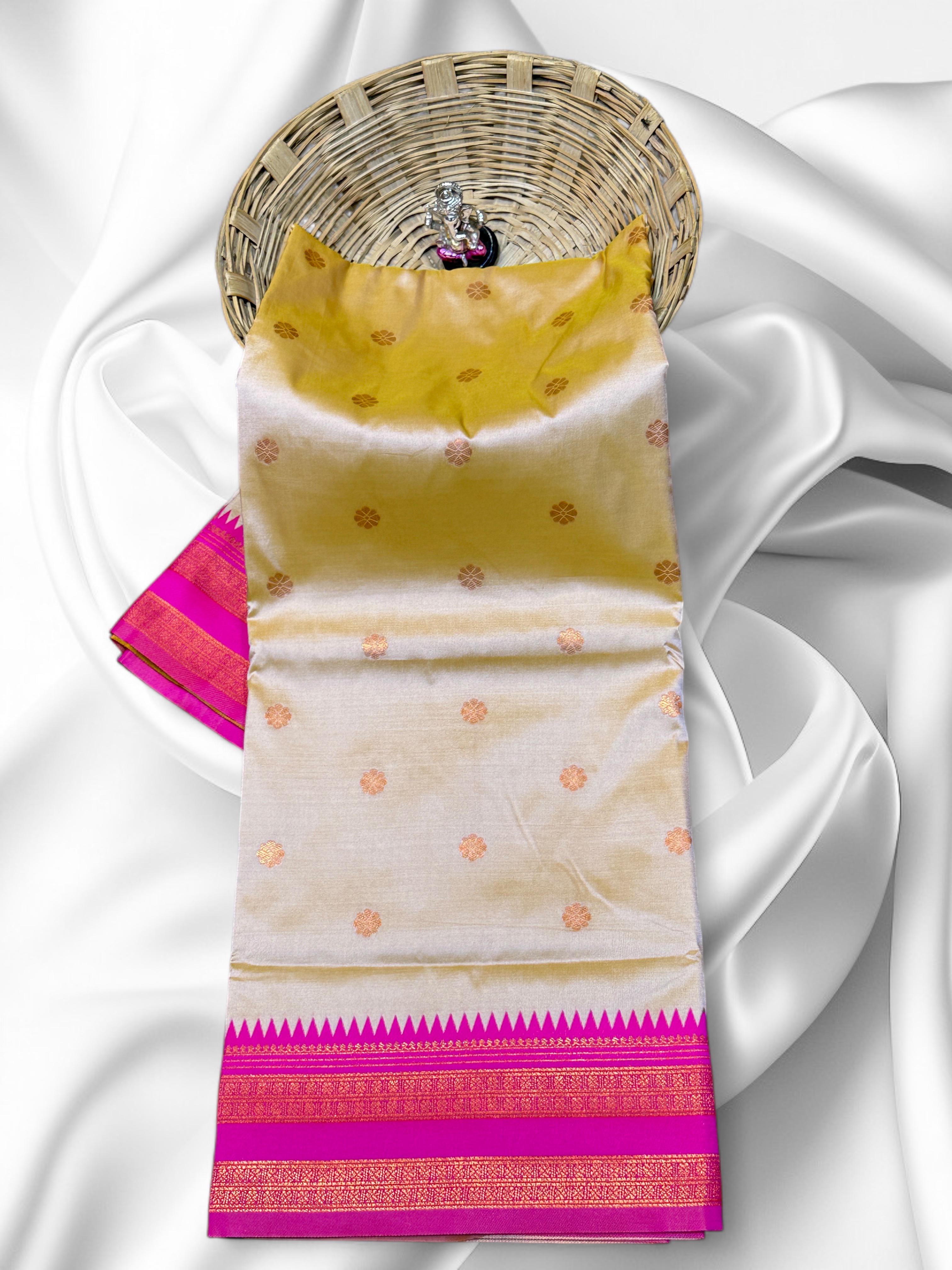 Premium Soft Silk Narayanpeth Saree | All-Over Butta | Traditional Pallu | Contrast Blouse
