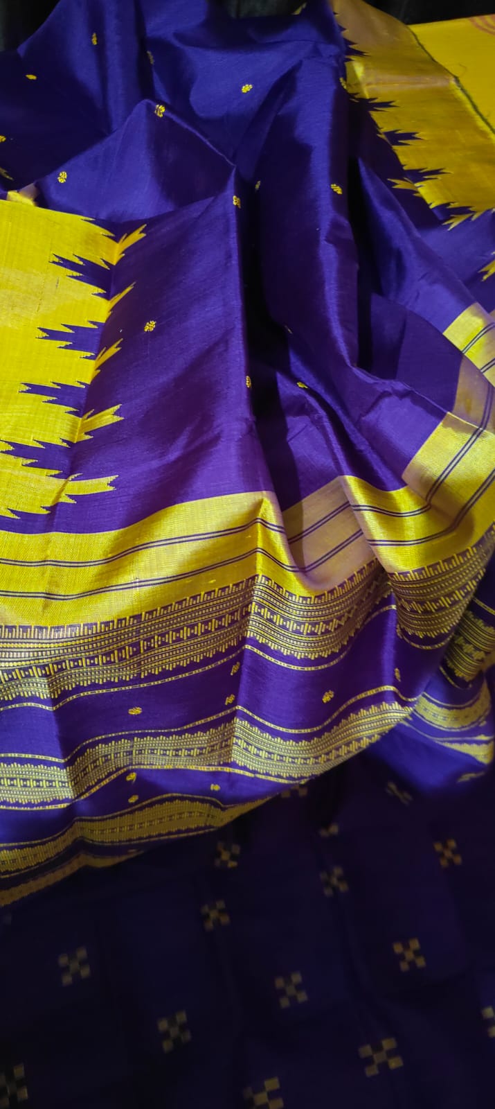 Luxury Rich Blue Berhampuri Double Pallu Silk Saree with Blouse