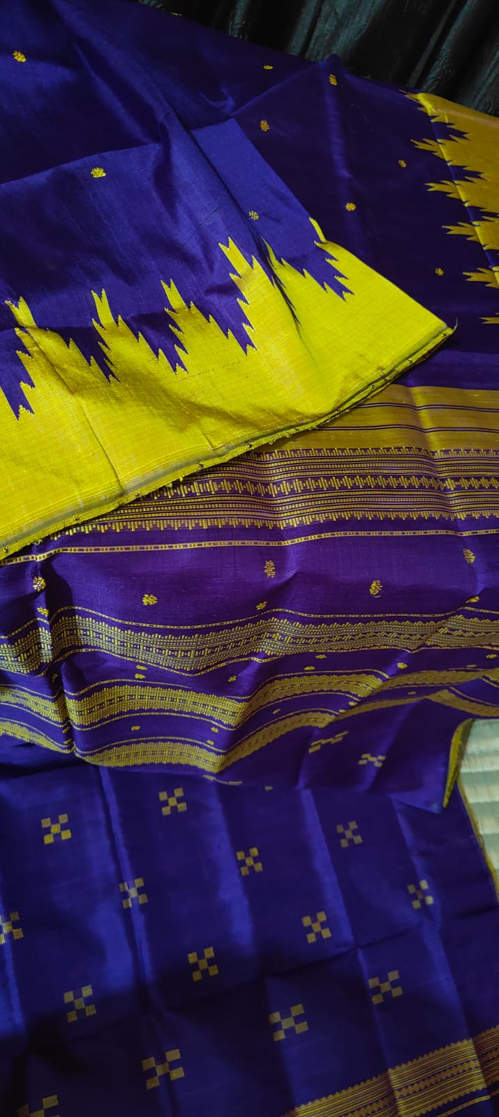 Luxury Rich Blue Berhampuri Double Pallu Silk Saree with Blouse