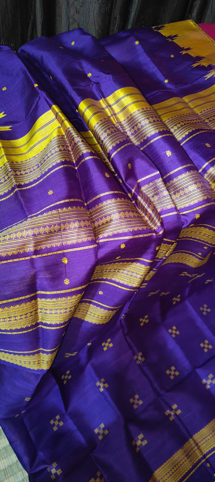 Luxury Rich Blue Berhampuri Double Pallu Silk Saree with Blouse