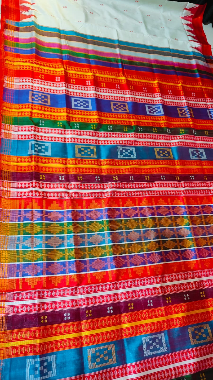 Berhampuri Silk Saree 4 Fulia Rudraksha Border Double Pallu - Odisha Handloom