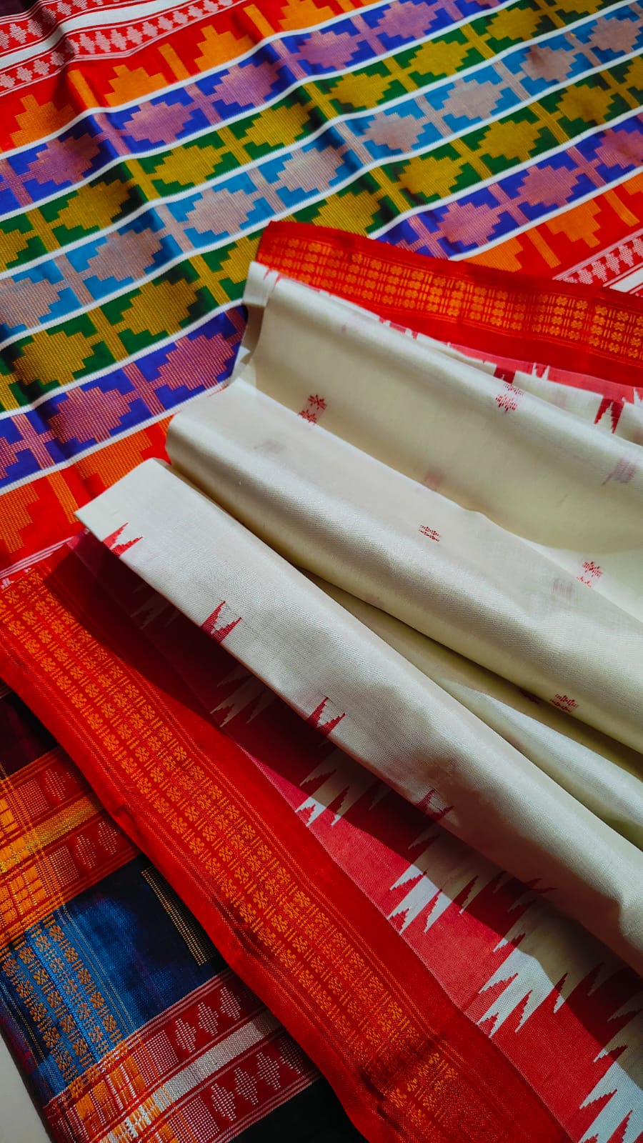 Berhampuri Silk Saree 4 Fulia Rudraksha Border Double Pallu - Odisha Handloom