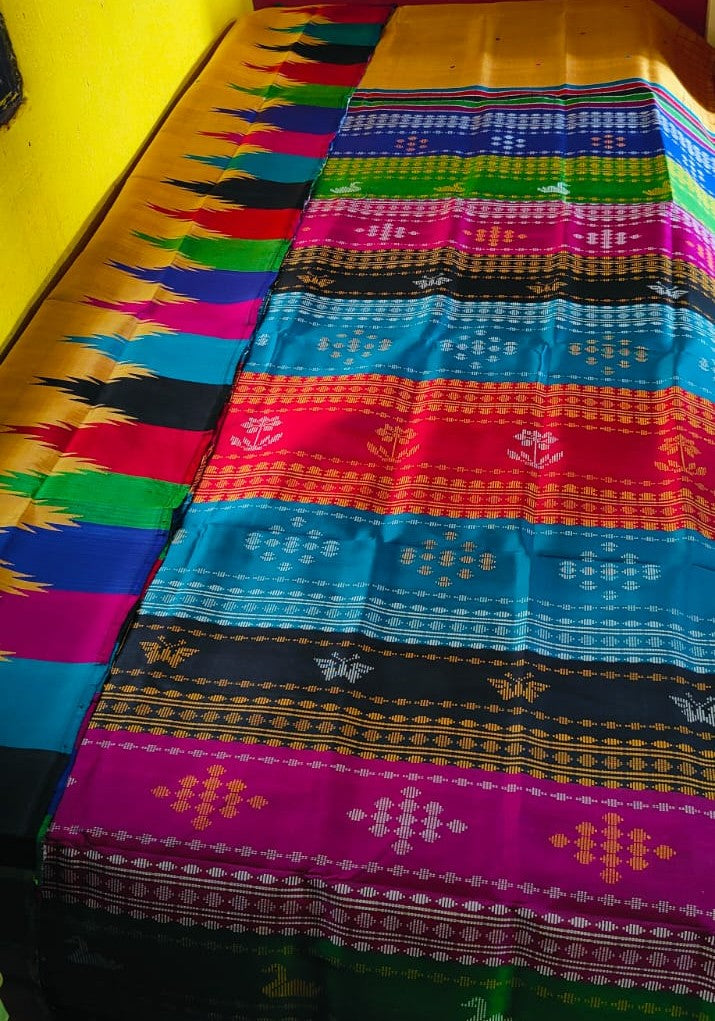 Exclusive Multicolour Phodakumbha Border Berhampuri Silk Saree