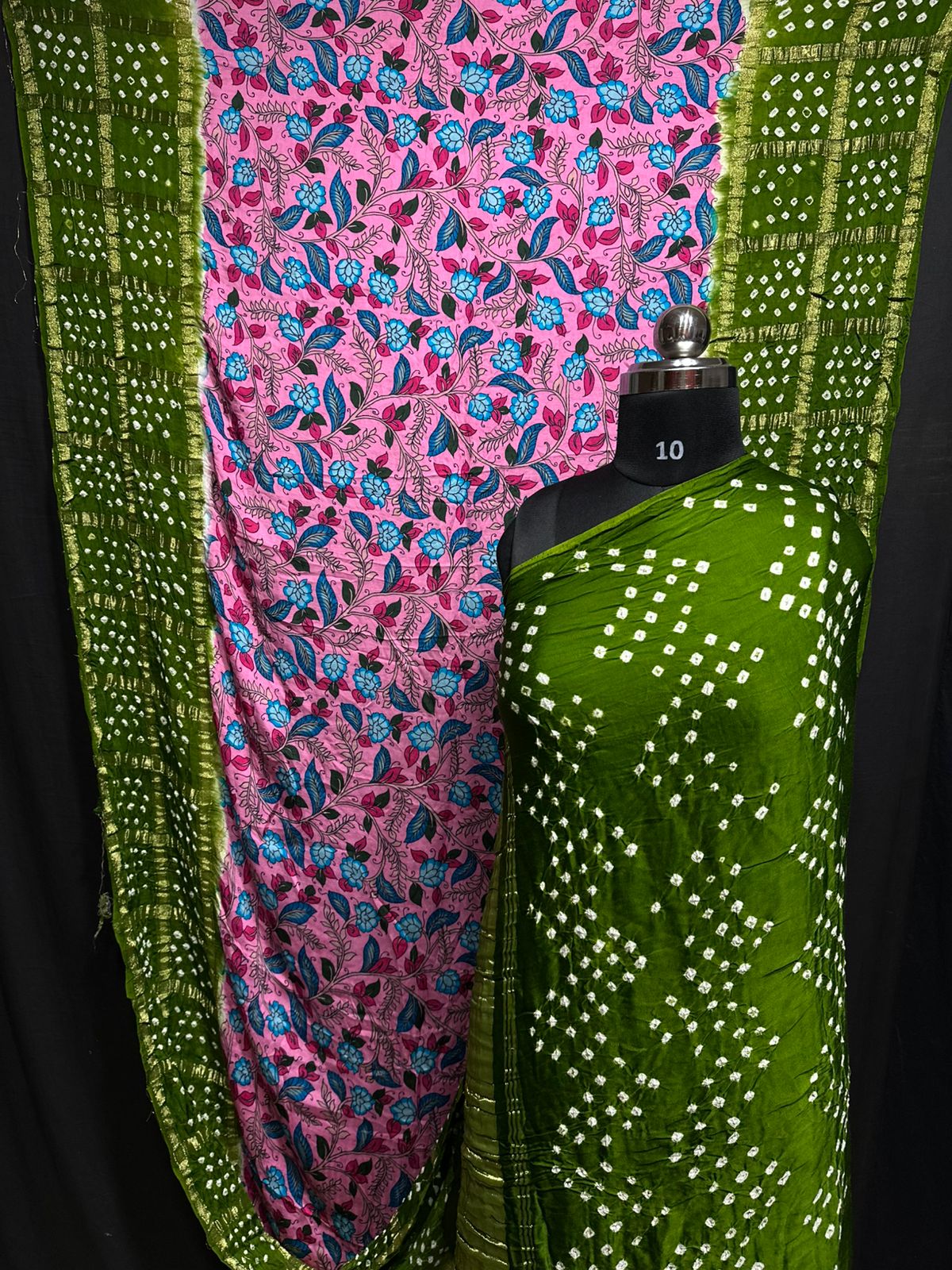 Kalamkari Bandhej Modal Silk Saree