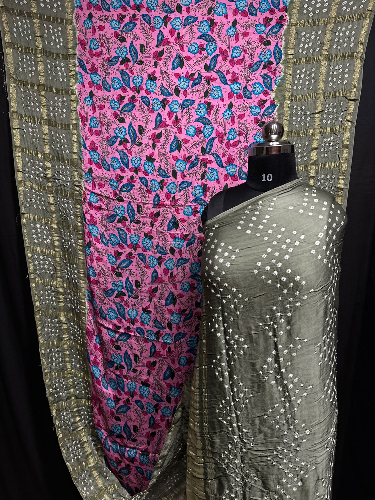 Kalamkari Bandhej Modal Silk Saree