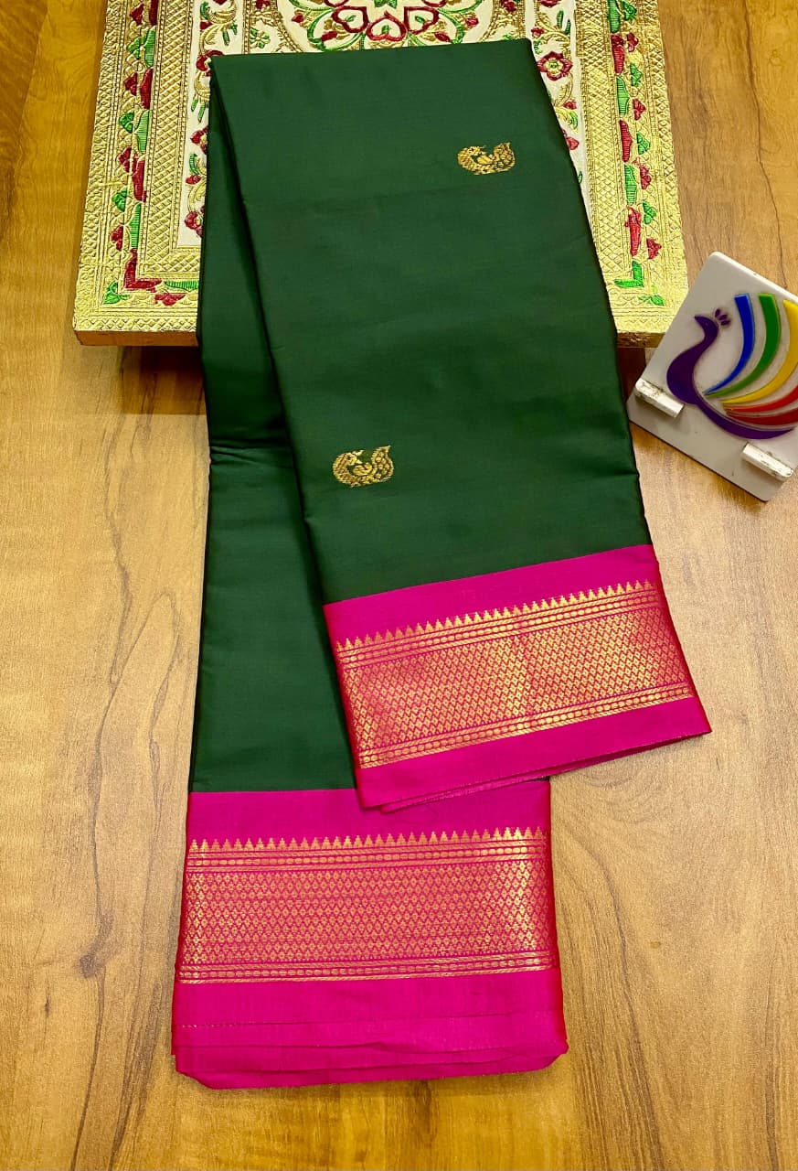 Soft Silk Kadiyal Paithani – New Vibrant Colors | All Over Butta | Gonda Pallu