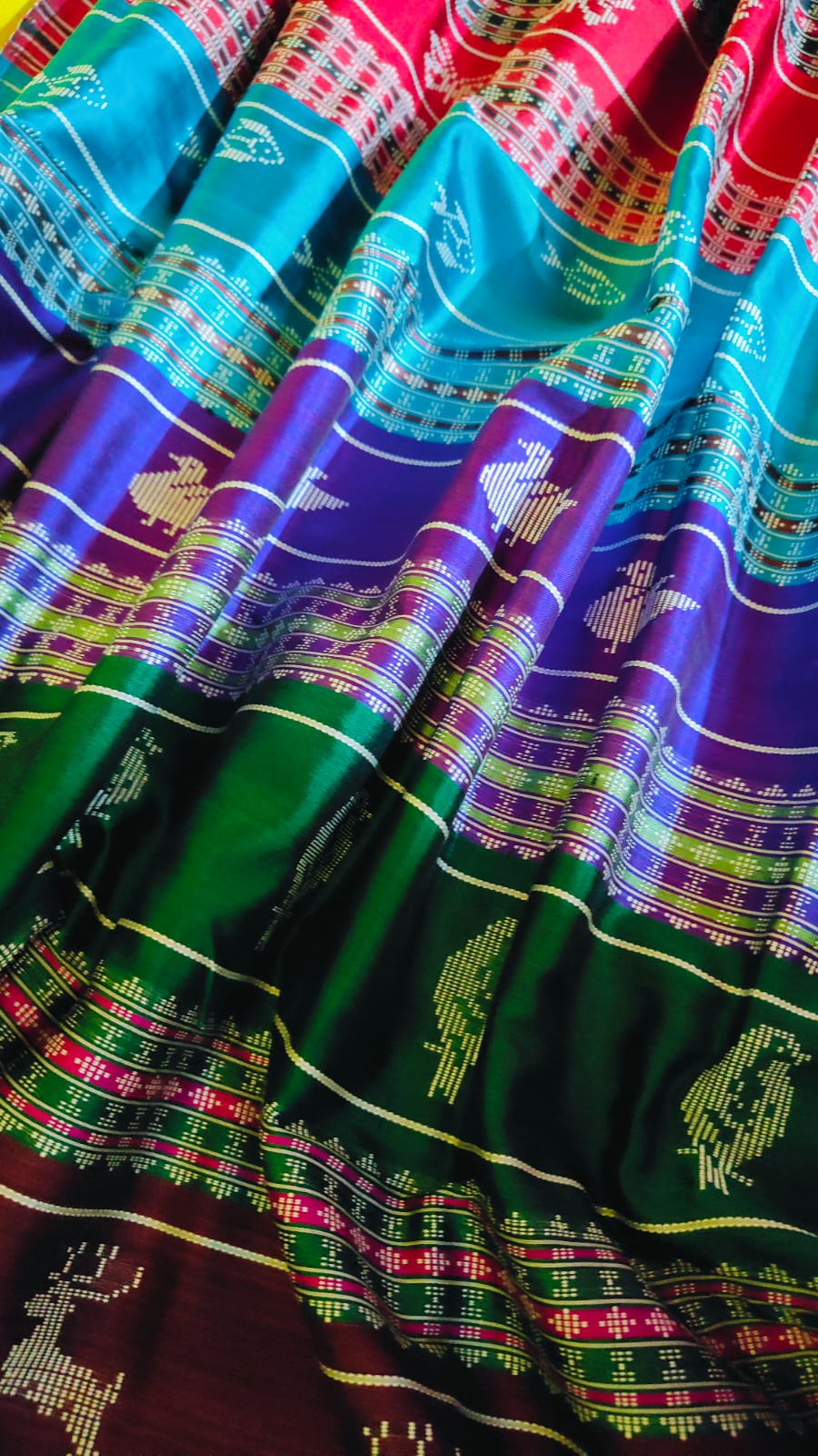 Vibrant Multicolor Pallu Berhampuri Pure Silk Saree
