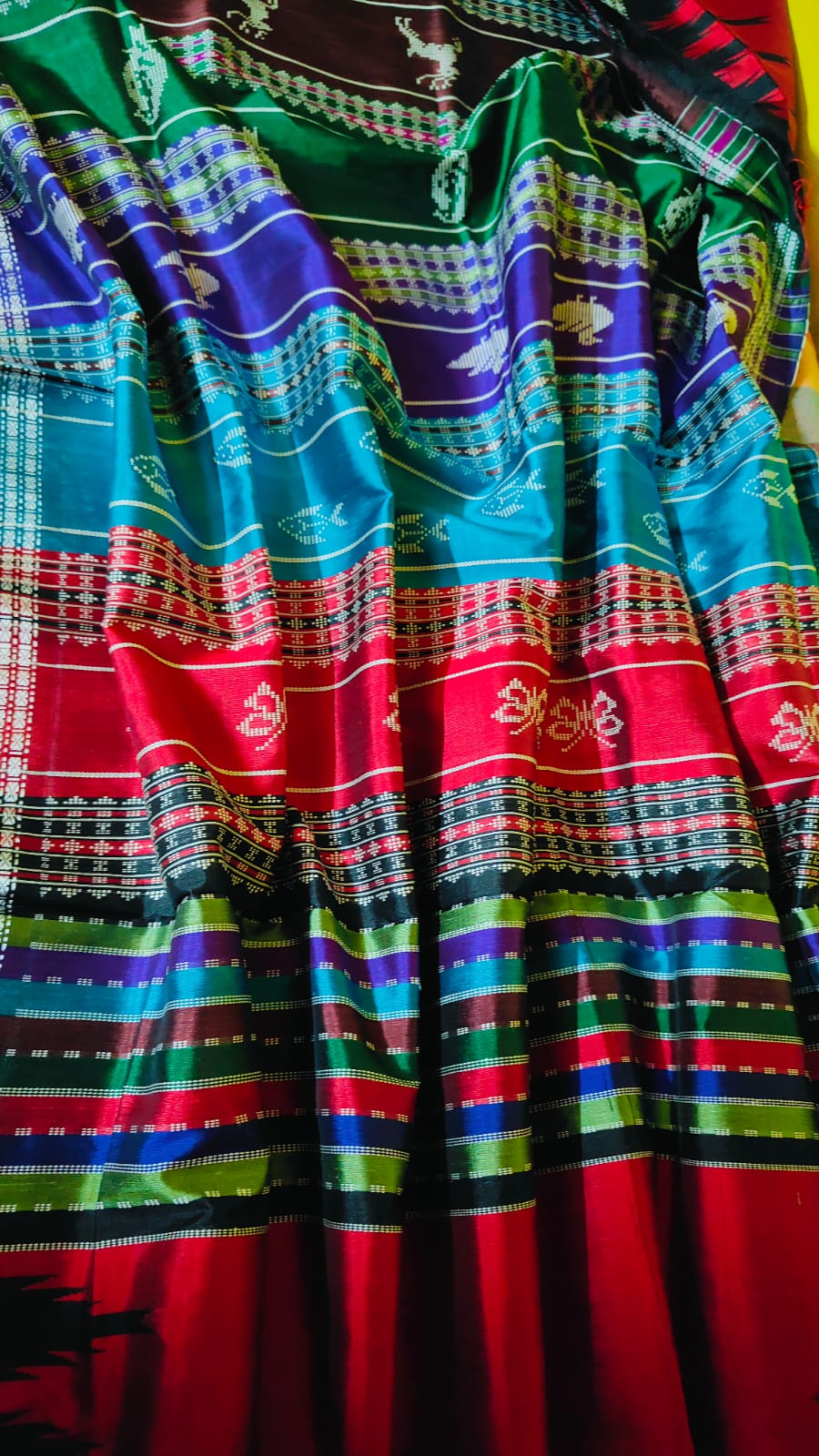 Vibrant Multicolor Pallu Berhampuri Pure Silk Saree