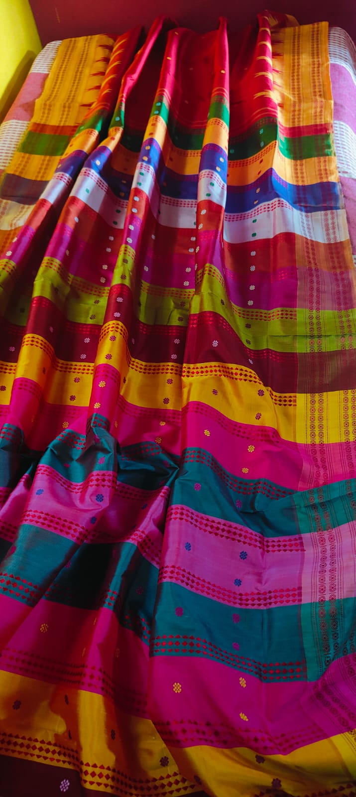 Gorgeous Red Berhampuri Double Palla Silk Authentic Odisha Handloom Saree