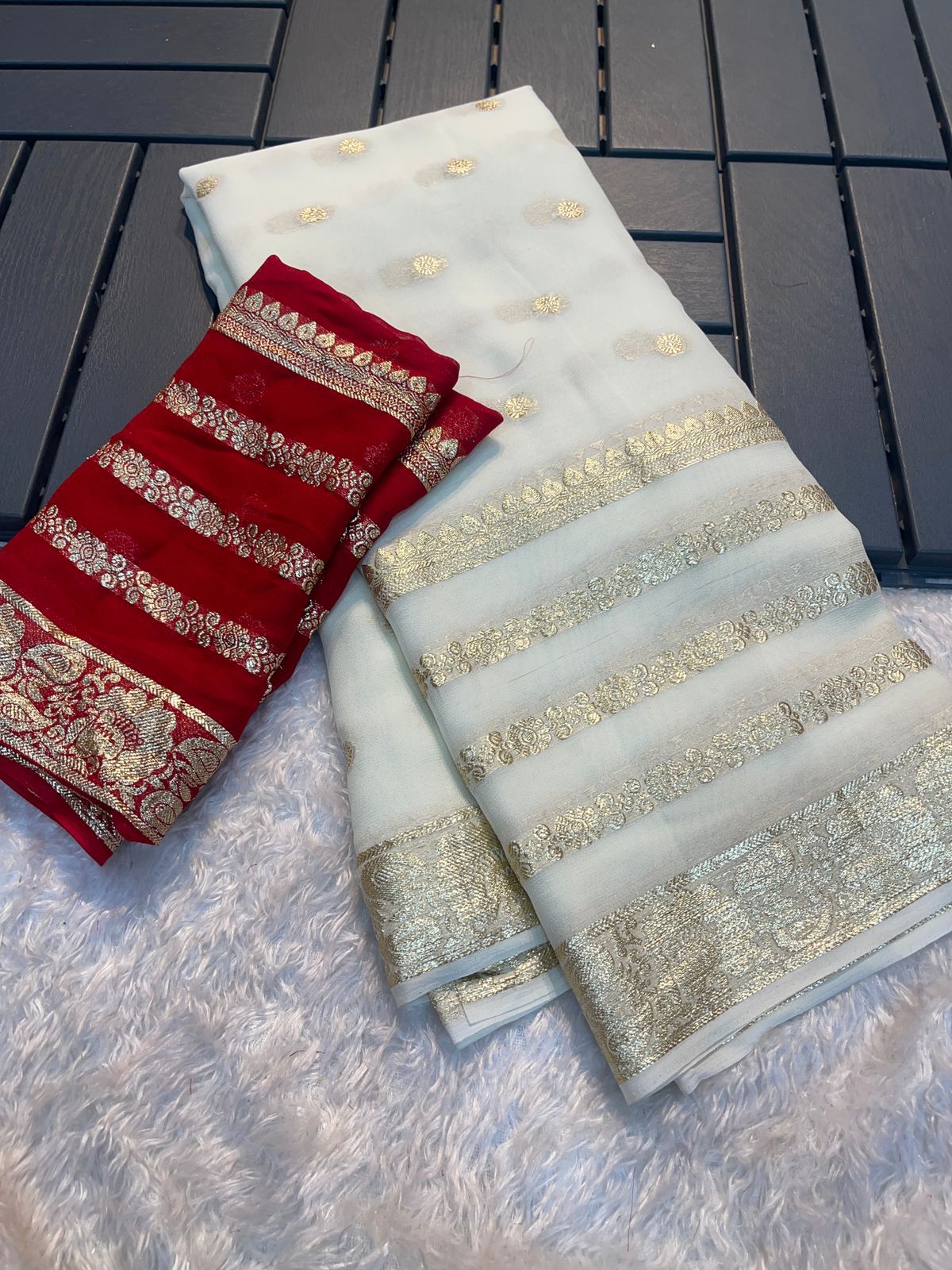 New Arrivals – Elegant Viscose Georgette Saree with Running Blouse