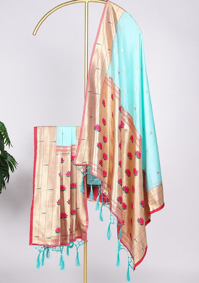 Paithani Dupatta in Soft Silk with Zari Weaving & Tassels