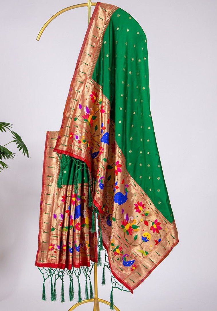 Paithani Dupatta in Soft Silk with Zari Weaving & Tassels