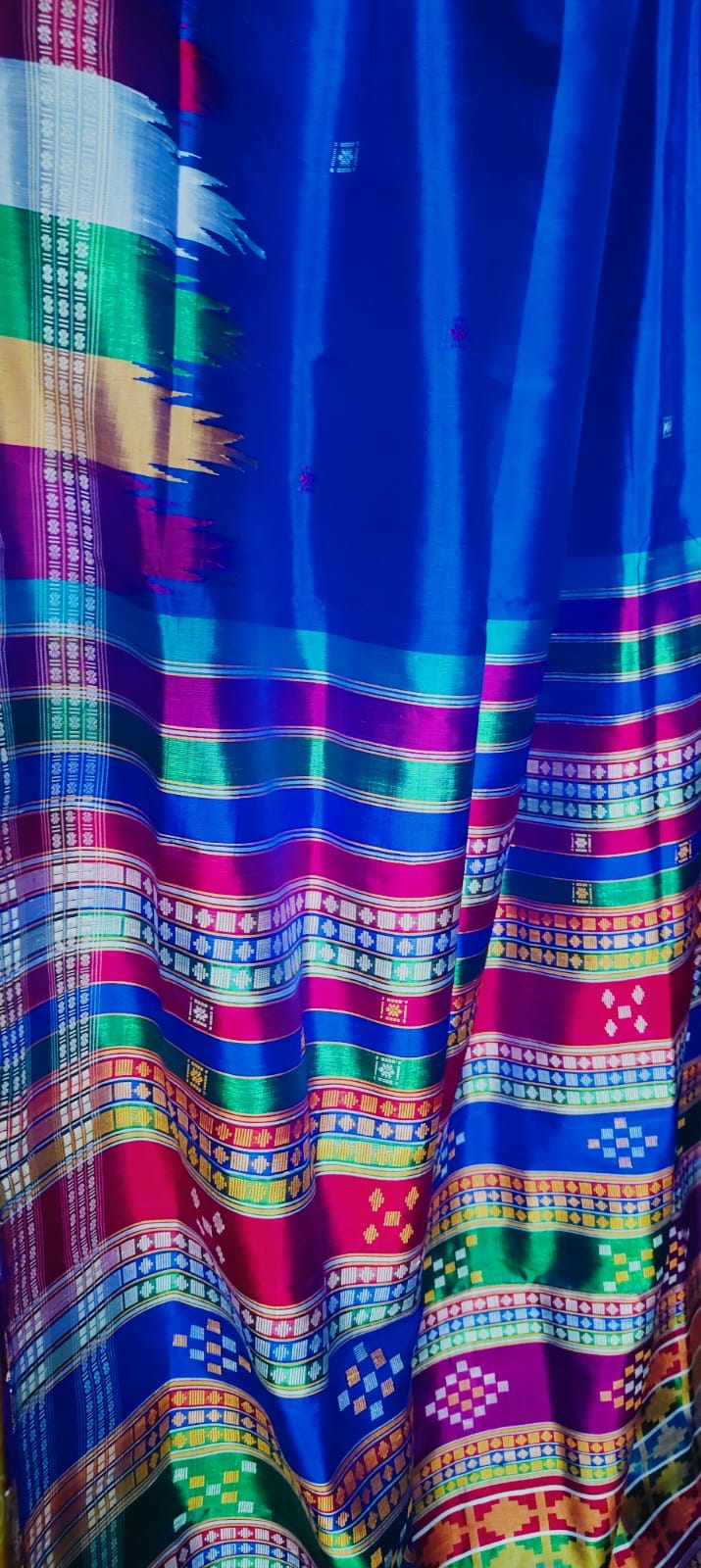 Exclusive Blue Color Berhampuri Double Pallu Silk Saree