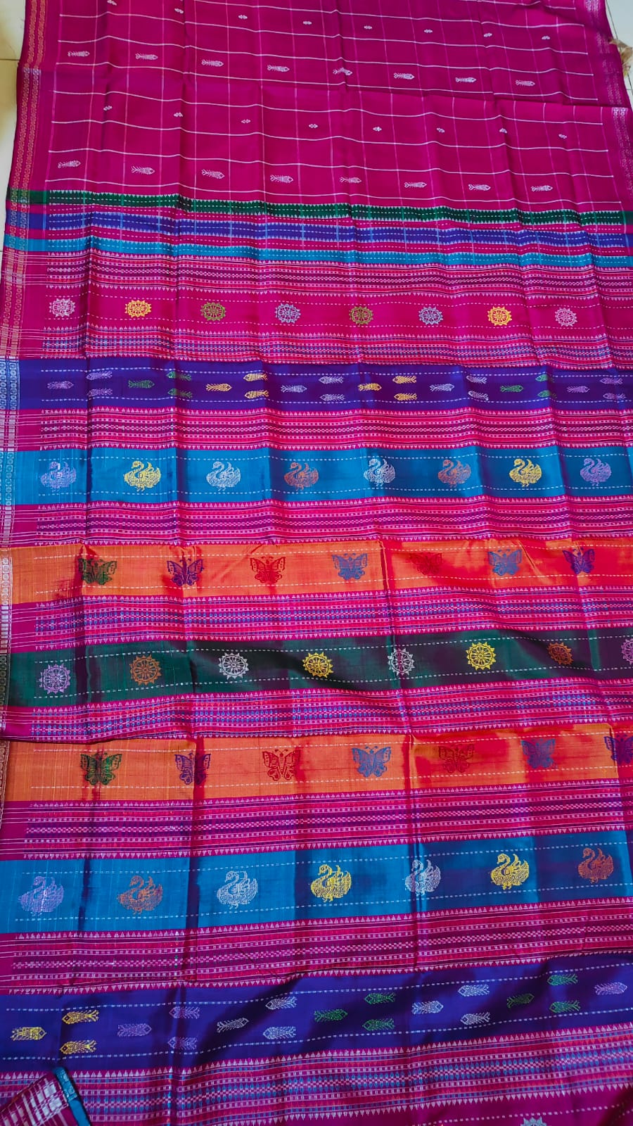 Authentic Pink Berhampuri Patta Silk Saree | Pure Mulberry Silk Handloom from Odisha