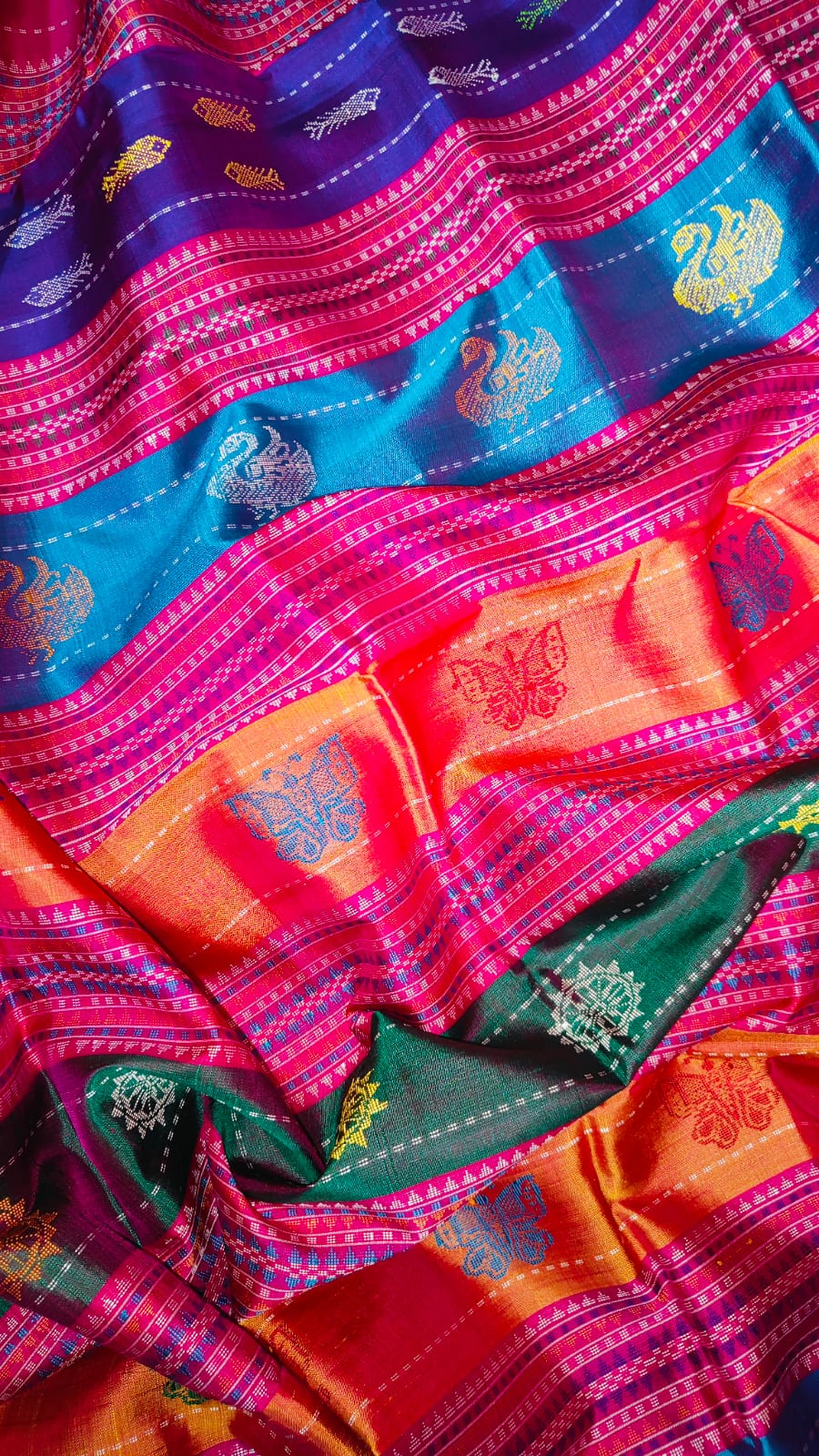 Authentic Pink Berhampuri Patta Silk Saree | Pure Mulberry Silk Handloom from Odisha
