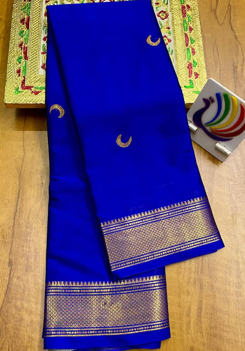Soft Silk Kadiyal Paithani Saree with All-Over Butta & Gonda Pallu
