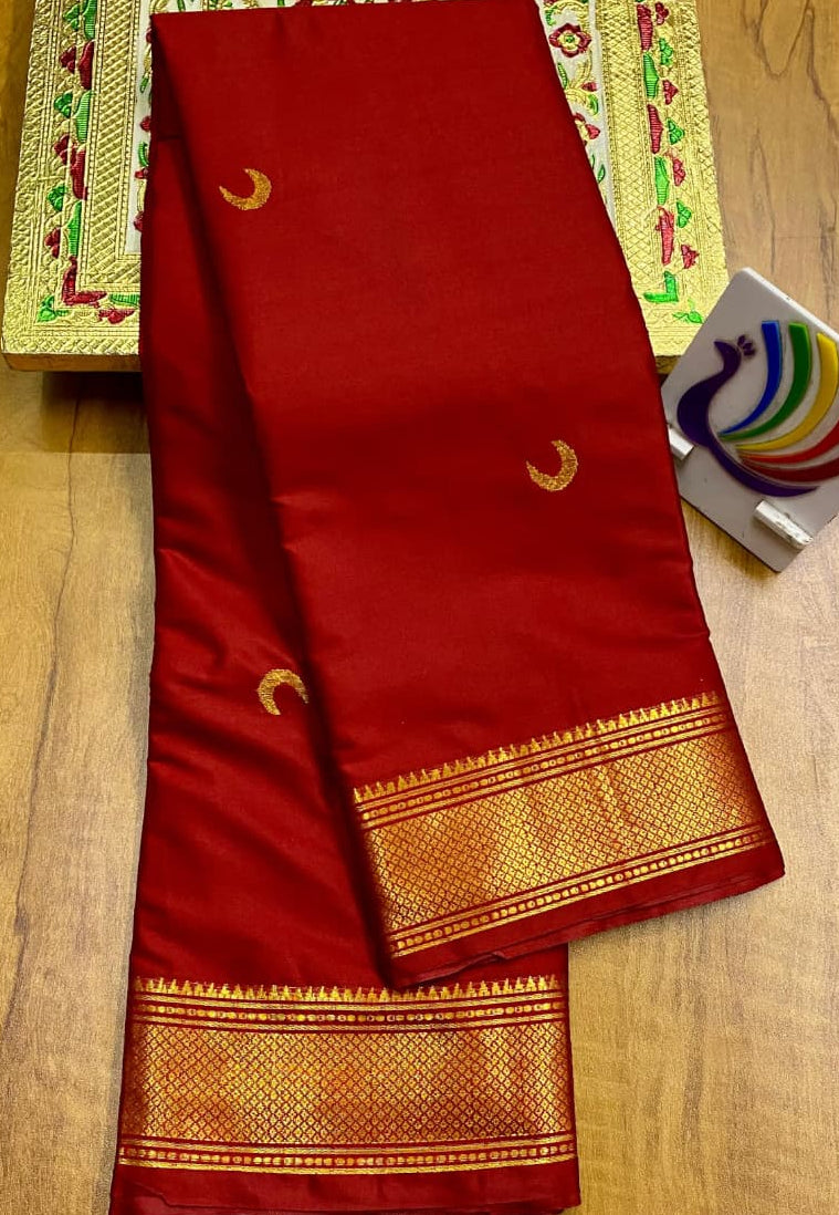 Soft Silk Kadiyal Paithani Saree with All-Over Butta & Gonda Pallu