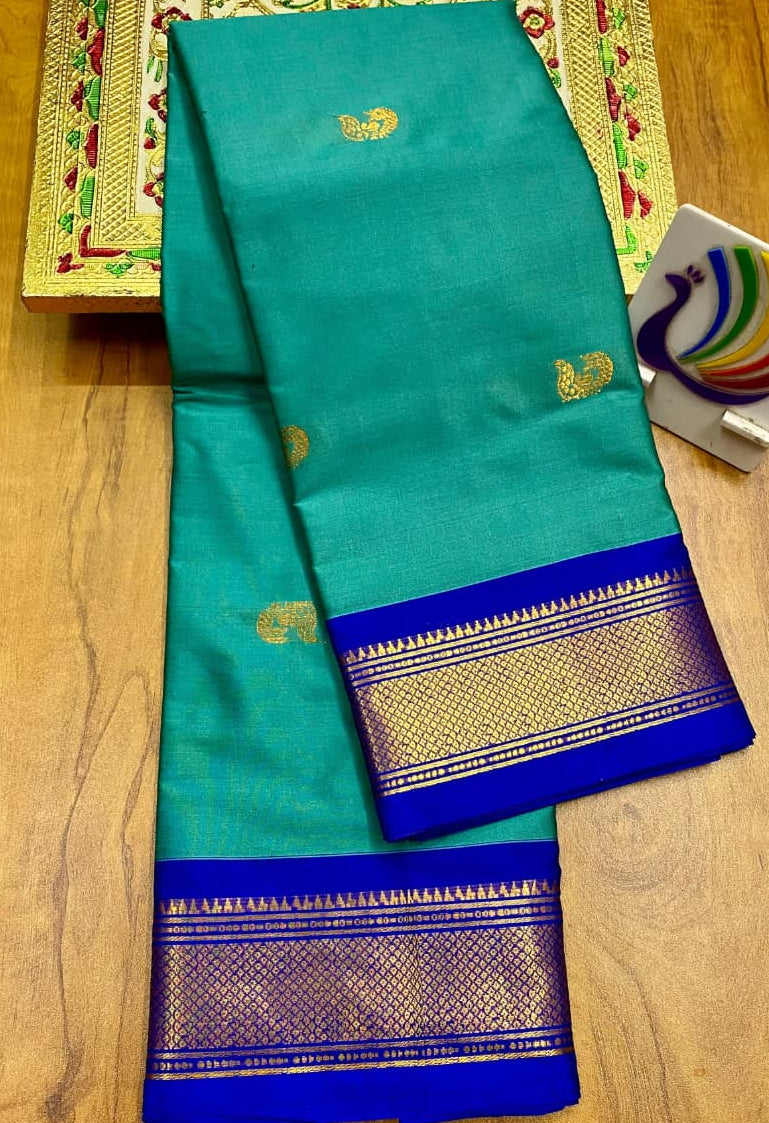 Soft Silk Kadiyal Paithani Saree with All-Over Butta & Gonda Pallu