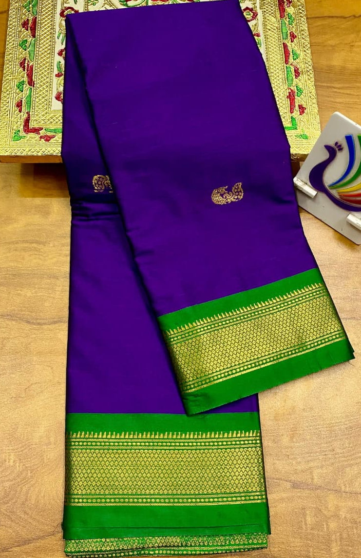 Soft Silk Kadiyal Paithani Saree with All-Over Butta & Gonda Pallu