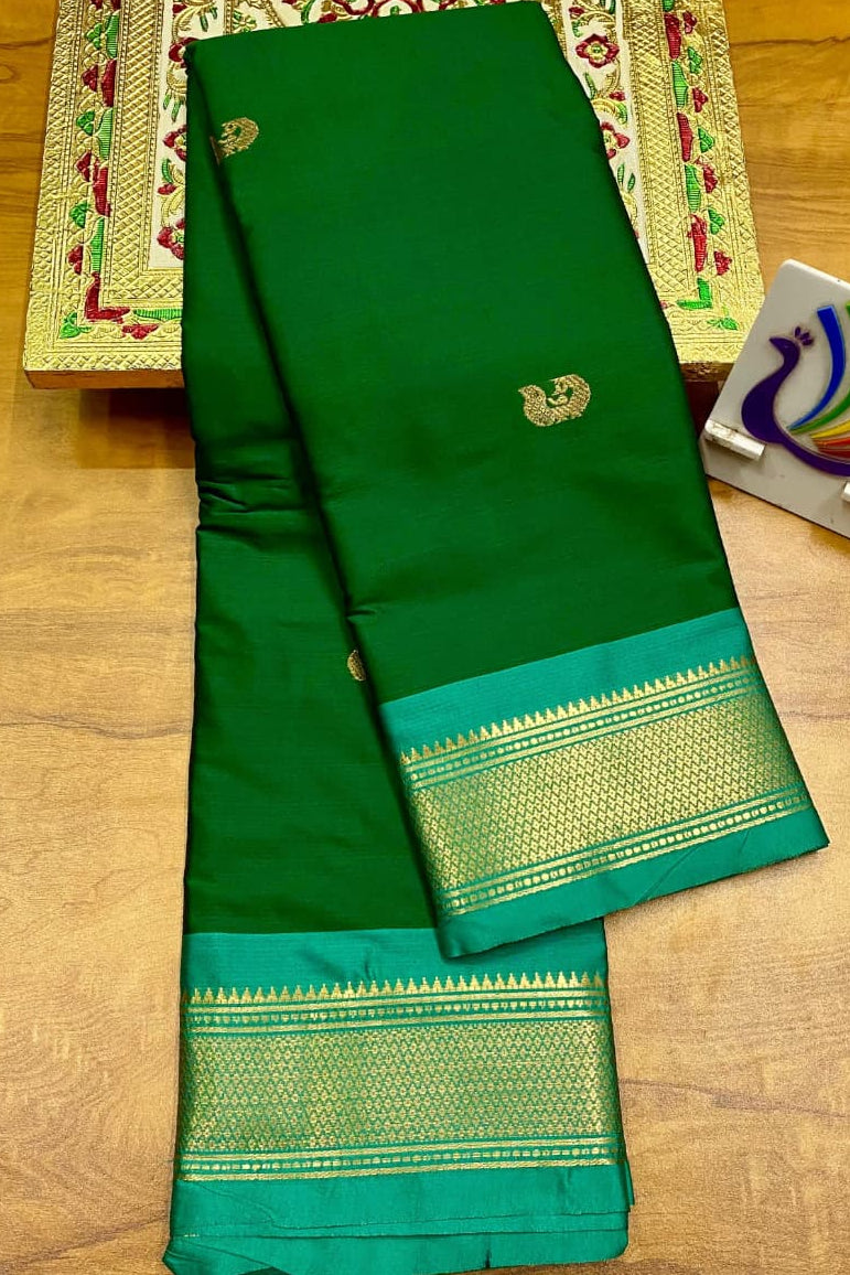 Soft Silk Kadiyal Paithani Saree with All-Over Butta & Gonda Pallu