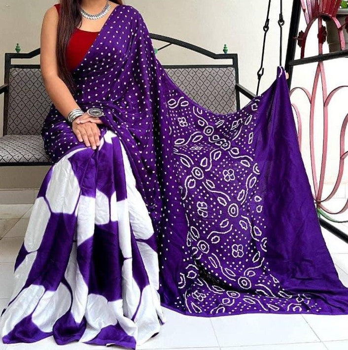 Pure Modal Silk Bandhani Clamp Dye Saree — Soft Premium Modal Silk Saree with Blouse Piece | Wedding & Festive Wear Saree