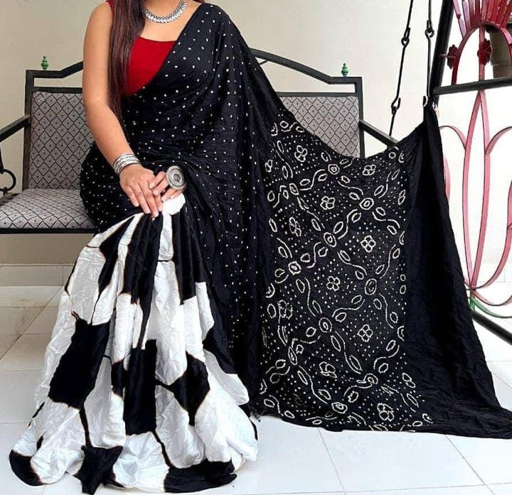 Pure Modal Silk Bandhani Clamp Dye Saree — Soft Premium Modal Silk Saree with Blouse Piece | Wedding & Festive Wear Saree