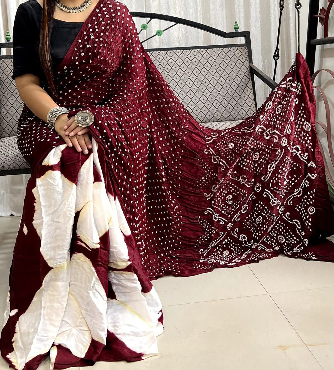 Pure Modal Silk Bandhani Clamp Dye Saree — Soft Premium Modal Silk Saree with Blouse Piece | Wedding & Festive Wear Saree