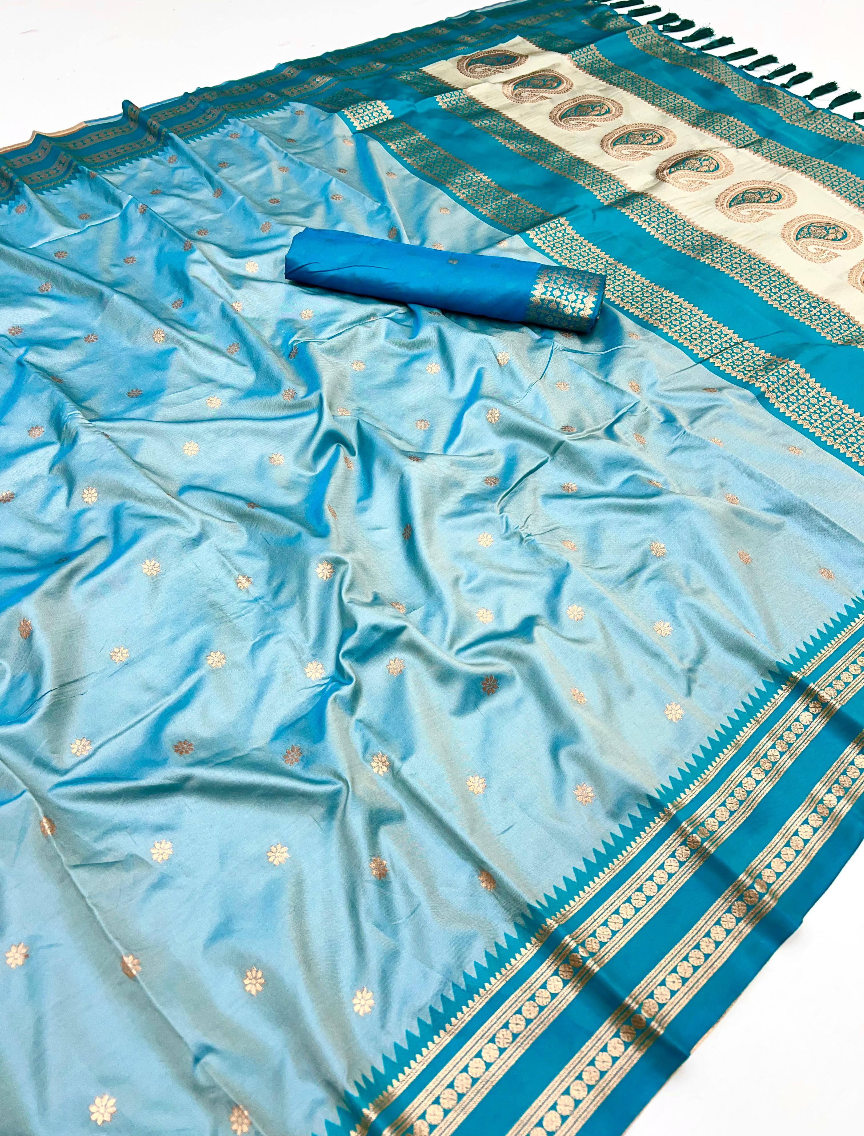 Narayanpet Silk Saree With Contrast Blouse Piece