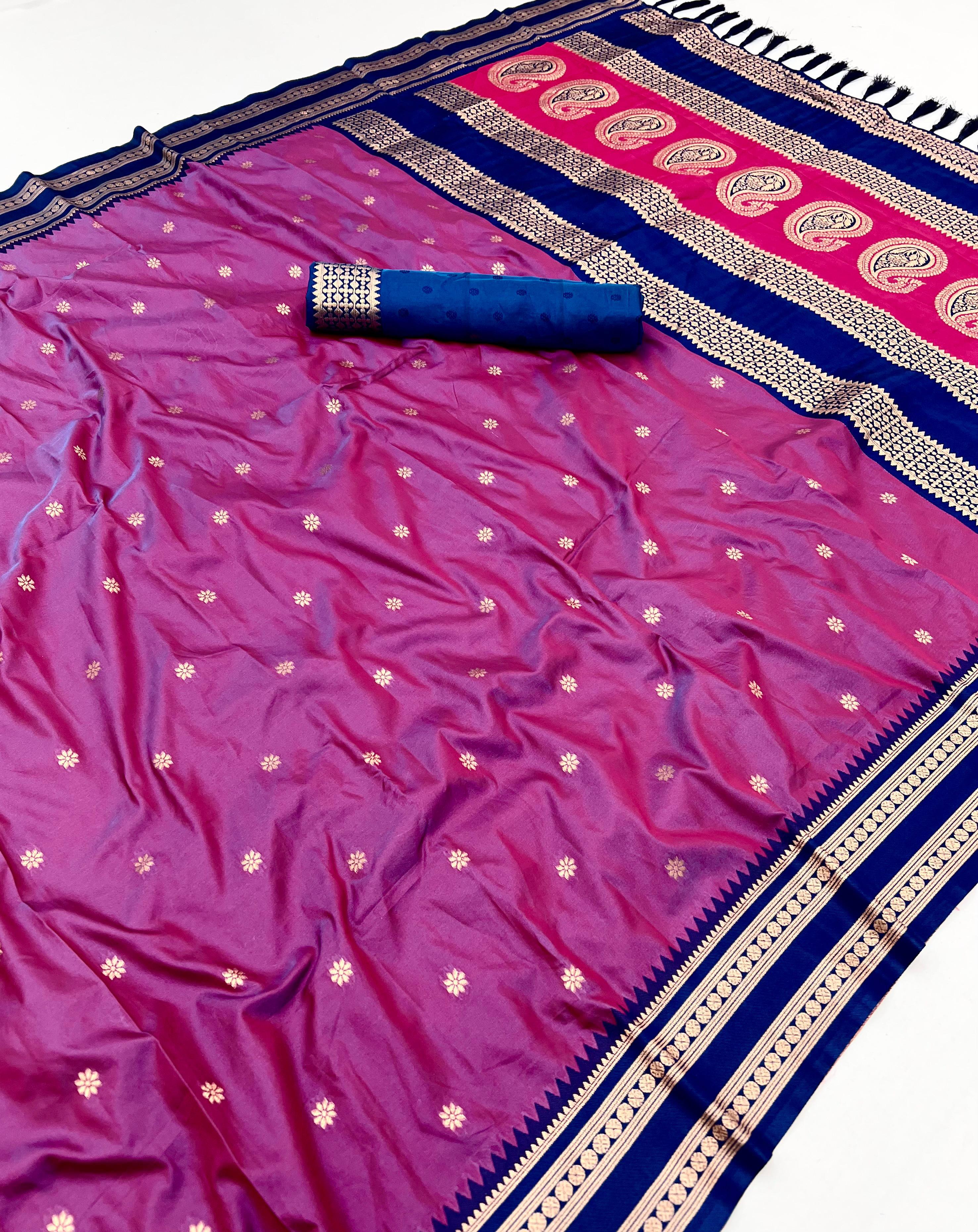 Narayanpet Silk Saree With Contrast Blouse Piece